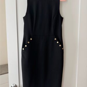Etcetera Black Midi Dress with Gold Accents
